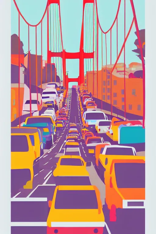 Prompt: minimalist boho style art of colorful san francisco, illustration, vector art