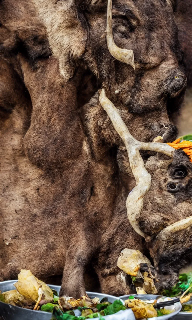 Prompt: portrait of prayut janocha eating buffalo for breakfast, hd, high detail, cleary see face, photo