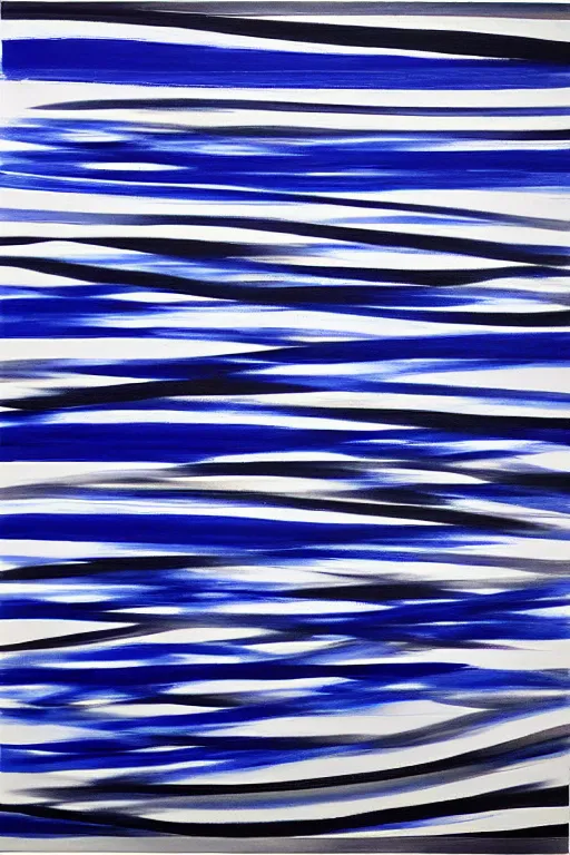 Prompt: extreme royal blue vibrancy, broad stroke, oil on canvas by bridget riley