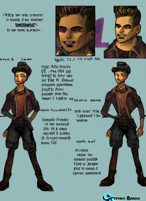 Image similar to Dornan from fallout 2 dating sim, dating simulator UI, dialogue box, digital art, very detailed, sharp