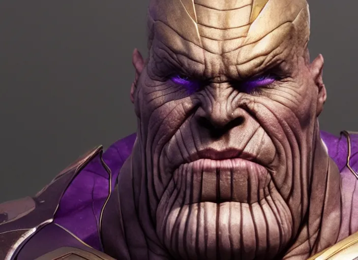 Image similar to thanos, au naturel, hyper detailed, digital art, trending in artstation, cinematic lighting, studio quality, smooth render, unreal engine 5 rendered, octane rendered, art style by klimt and nixeu and ian sprigger and wlop and krenz cushart