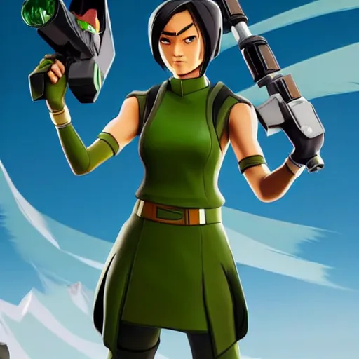 Image similar to toph beifong in fortnite, character render, full body shot, highly detailed, in game render