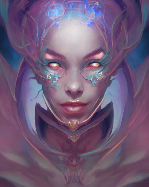 Image similar to portrait of a beautiful demon cybernetic emanation, by pete mohrbacher and artgerm and wlop, digital art, highly detailed, intricate, fantasy, mystical, Trending on Artstation HQ, deviantart, unreal engine, 4K UHD image