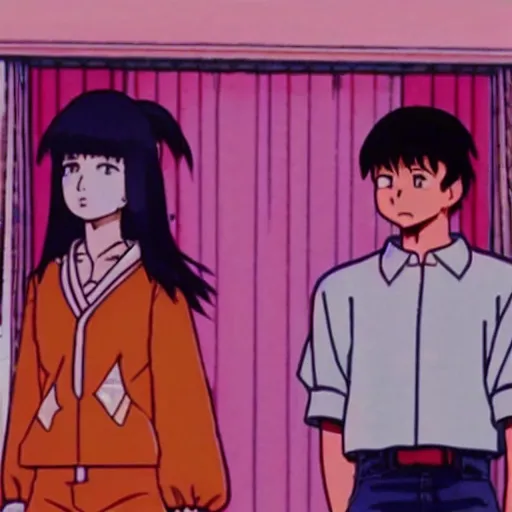 Prompt: ivanka and donald trump, sprite, vaporwave nostalgia, directed by beat takeshi, visual novel cg, 8 0 s anime vibe, kimagure orange road, maison ikkoku, sketch by akira toriyama