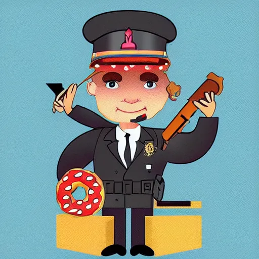 Image similar to “Donut police officer, digital art, 4k, award winning”