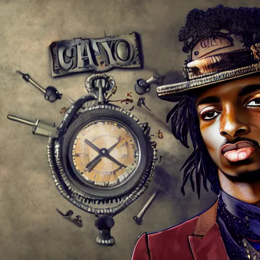 Image similar to playboi carti in steampunk style digital art 4 k the detailed super realistic