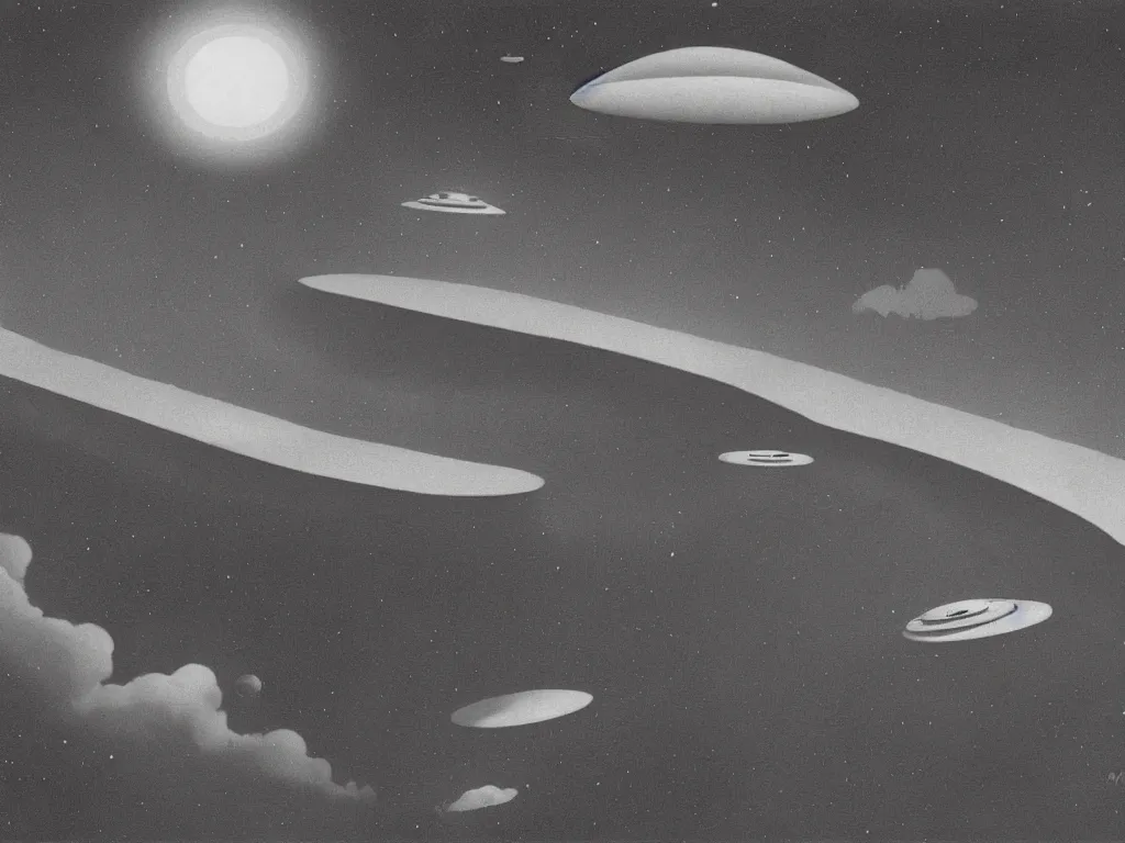 Image similar to a beautiful matte painting of an ufo by m. c. escher, cinematic, dynamic lighting, concept art, realistic