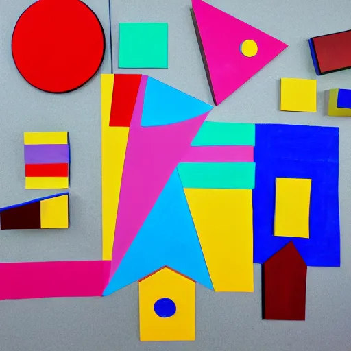 Prompt: a children's play set inspired by the cubist art movement