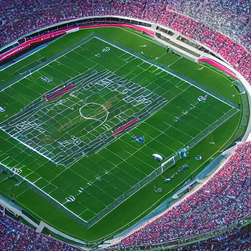 Image similar to top view of football stadium in ocean, wide shot