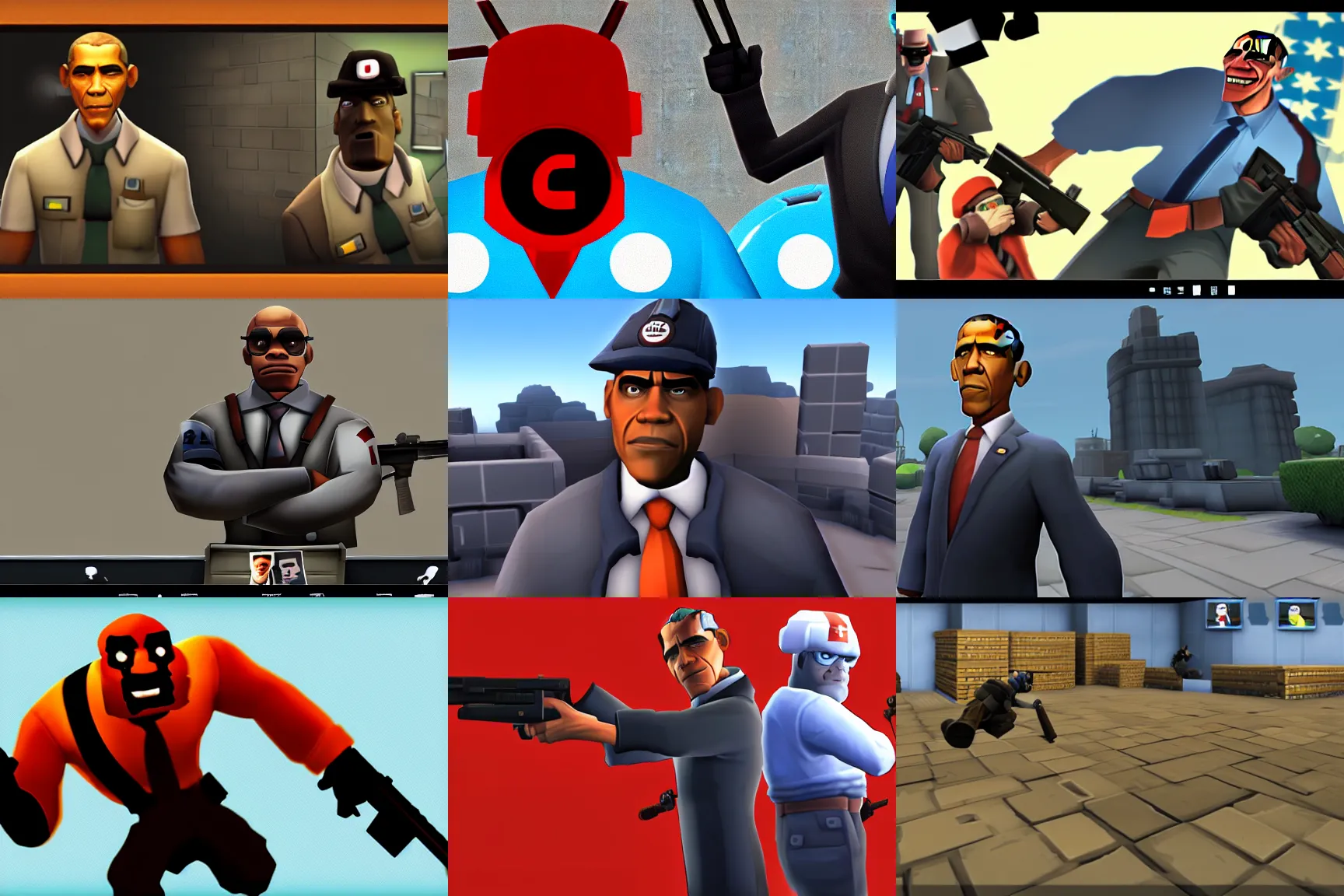 Prompt: obama team fortress 2 screenshot