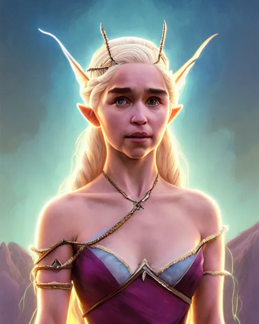 Image similar to highly detailed surreal vfx portrait of daenerys targaryen as princess zelda, stephen bliss, unreal engine, greg rutkowski, loish, rhads, beeple, makoto shinkai and lois van baarle, ilya kuvshinov, rossdraws, tom bagshaw, alphonse mucha, global illumination, detailed and intricate environment