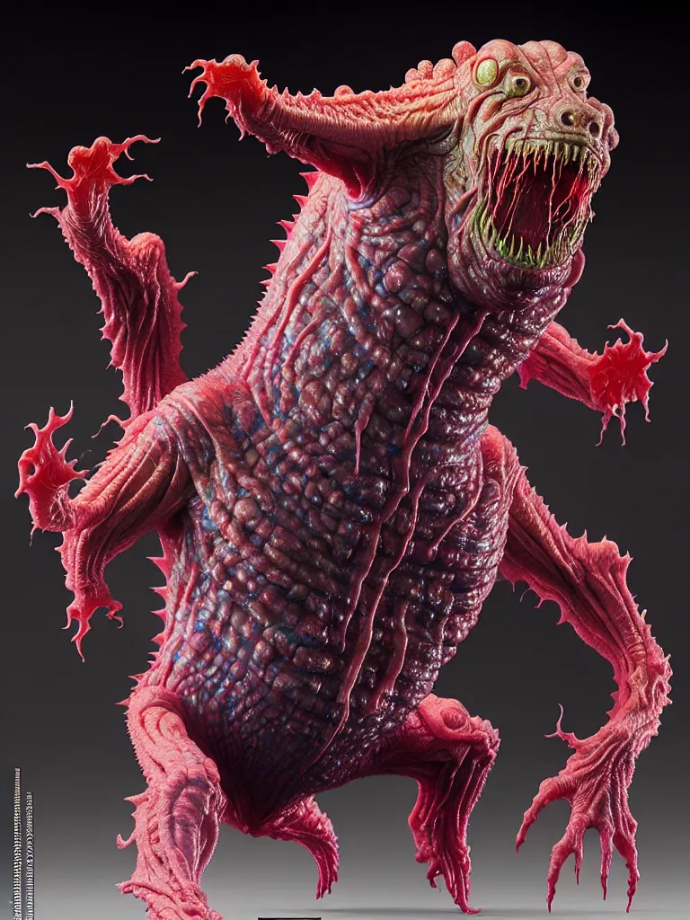 Prompt: hyperrealistic rendering, fat smooth cronenberg flesh monster transparent kaiju by donato giancola and greg rutkowski and wayne barlow and zdzisław beksinski, product photography, action figure, sofubi, studio lighting, colored gels, colored background