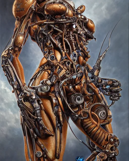 Image similar to art by frank franzetta, biomechanical, 4 k, hyper detailed