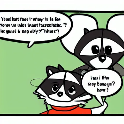 Image similar to a raccoon talks about his favorite things in a little speech bubble.