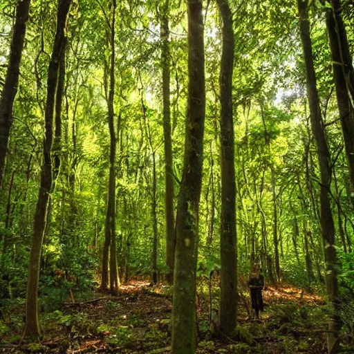 Image similar to the forest, the sun through the foliage, a lot of porcini mushrooms