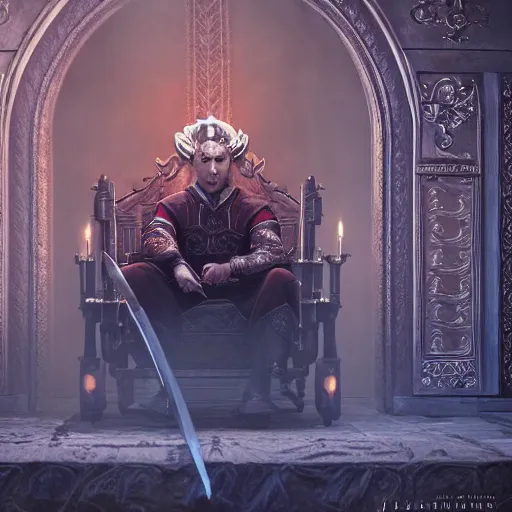 Image similar to the elder scrolls vi, charismatic regal blonde high elf male jarl, portrait, exquisitely designed throne room, atmospheric lighting, painted, intricate, volumetric lighting, beautiful, daytime, sunny weather, sharp focus, deep colours, ultra detailed, by leesha hannigan, ross tran, thierry doizon, kai carpenter, ignacio fernandez rios