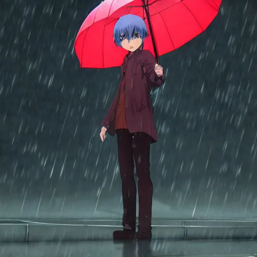 Image similar to portrait of the boy standing in the rain without umbrella, anime fantasy illustration by tomoyuki yamasaki, kyoto studio, madhouse, ufotable, square enix, cinematic lighting, trending on artstation