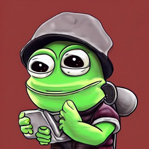 Image similar to cute pepe the miner, detailed, artstation