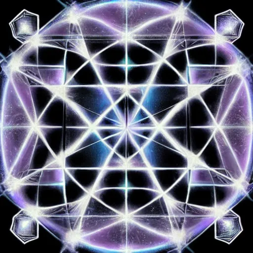 Image similar to metatrons cube, sacred geometry, highly detailed, matte painting, galaxy