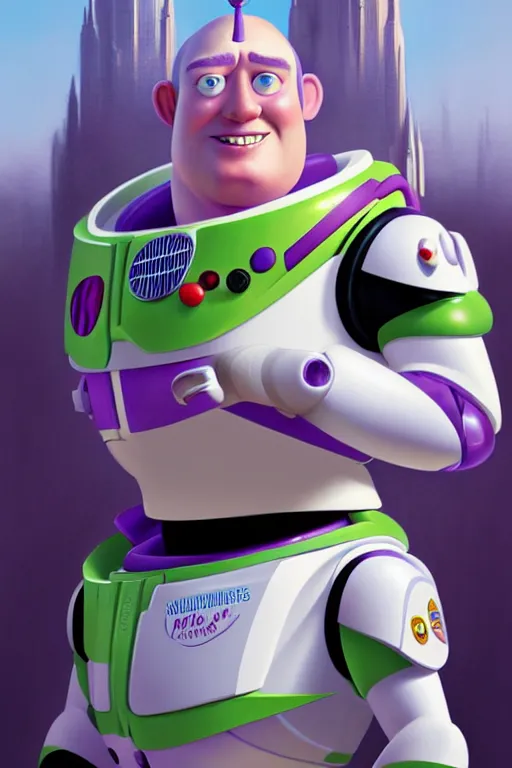 Image similar to Boris Johnson as Buzz Lightyear from Toy Story, realistic portrait, symmetrical, highly detailed, digital painting, artstation, concept art, smooth, sharp focus, illustration, cinematic lighting, art by artgerm and greg rutkowski and alphonse mucha