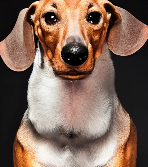 Prompt: owen wilson with a snout and the ears of a dachshund : : headshot : : studio lighting,