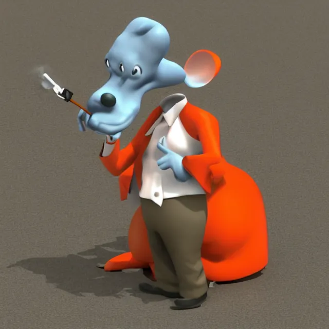 Image similar to max from sam and max smoking, 3d