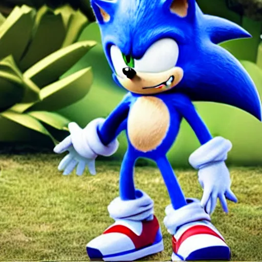 Image similar to Low Quality paparazzi photo of sonic