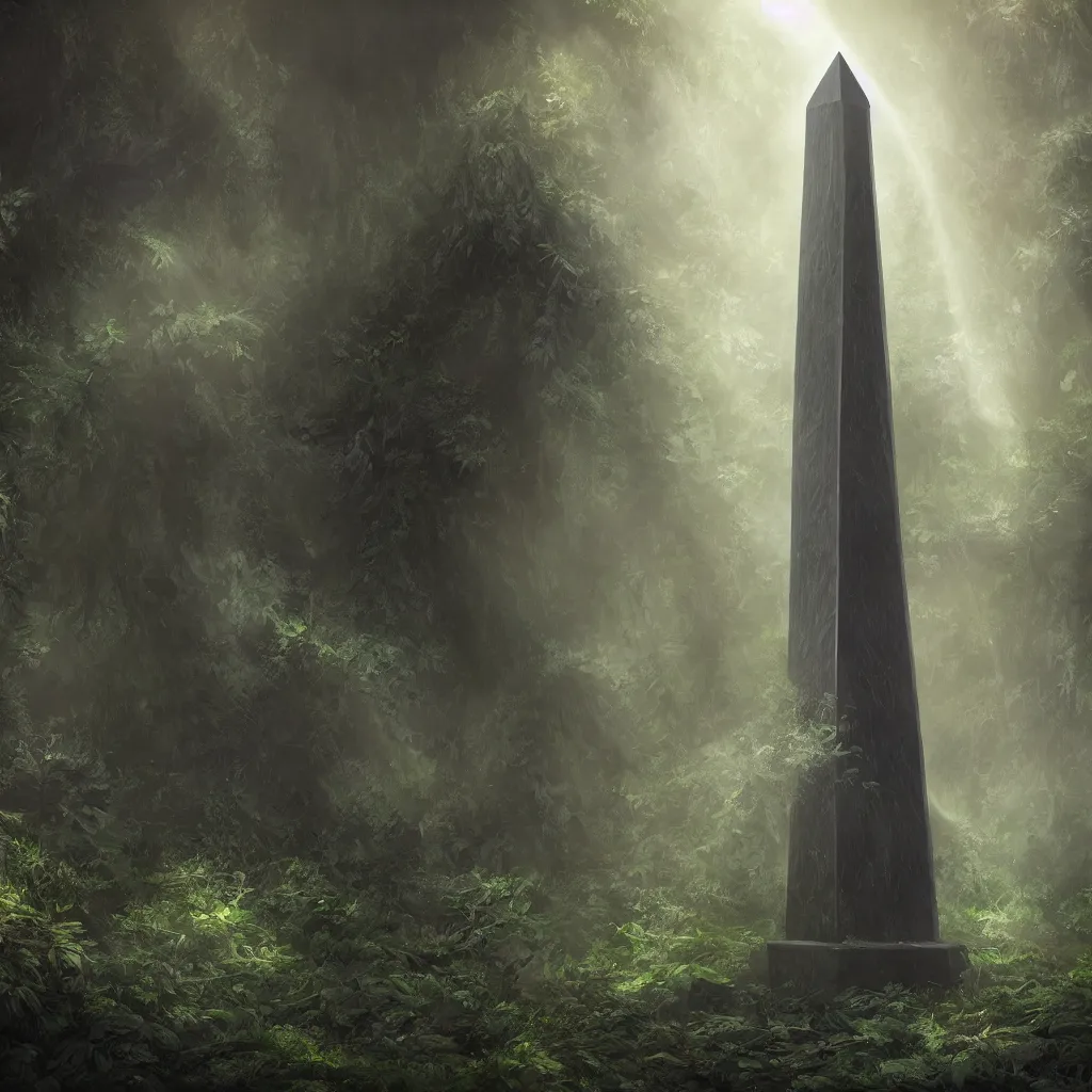 a black obelisk covered in foliage deep in a mystical | Stable Diffusion |  OpenArt