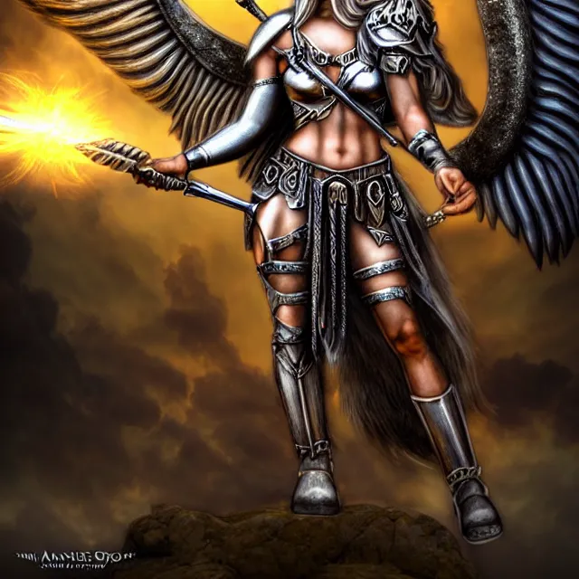 Image similar to beautiful valkyrie warrior with light powers, highly detailed, 4 k, hdr, smooth, sharp focus, high resolution, award - winning photo, anne stokes, photorealistic