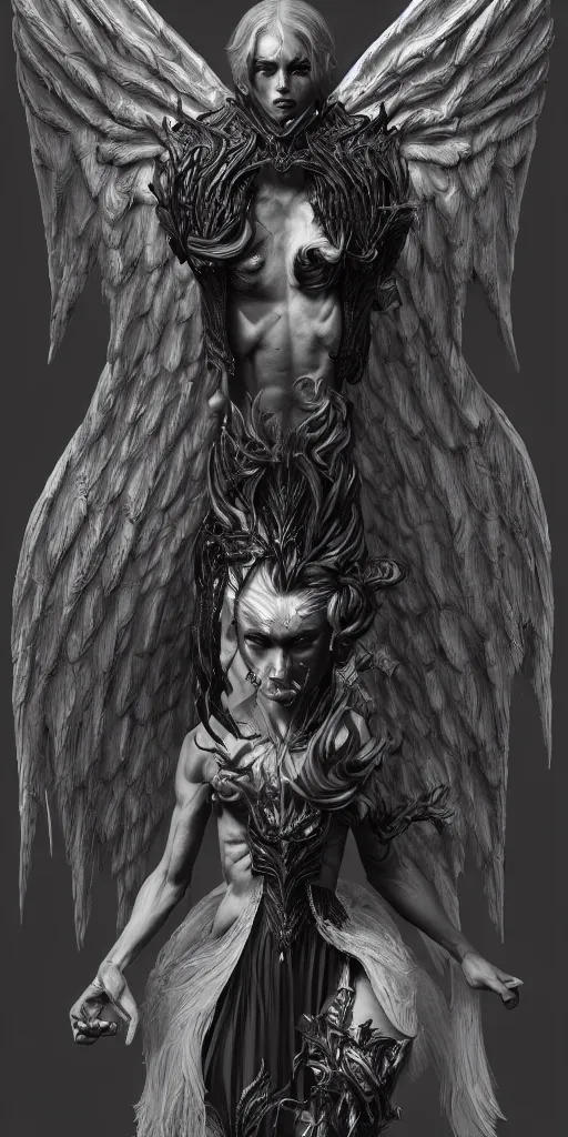 Image similar to hyper detailed ultra sharp of a beautiful azazello is one of the demonic and mystical characters in the work, a negative character in biblical stories, a fallen angel who opposed the will of god. trending on artstation, 8 k