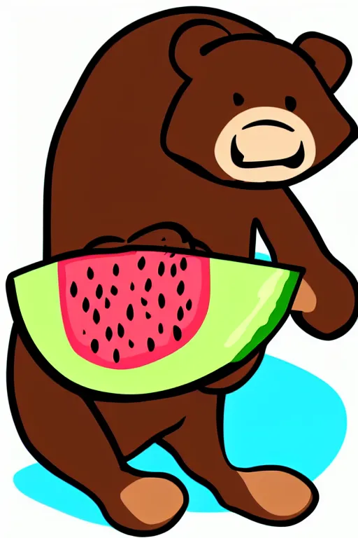 Image similar to Bear eating a watermelon, sticker, colorful, illustration, highly detailed, simple, smooth and clean vector curves, no jagged lines, vector art, smooth