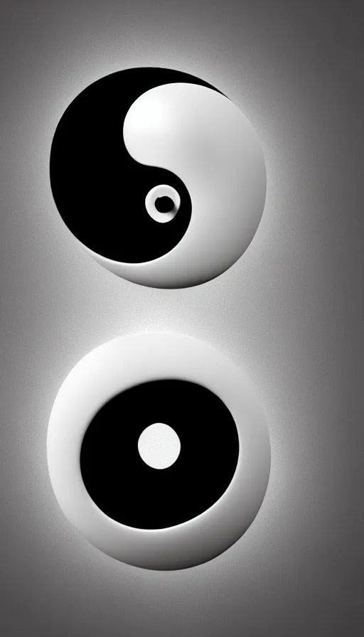 Prompt: Abstract representation of ying Yang concept, with 3D render