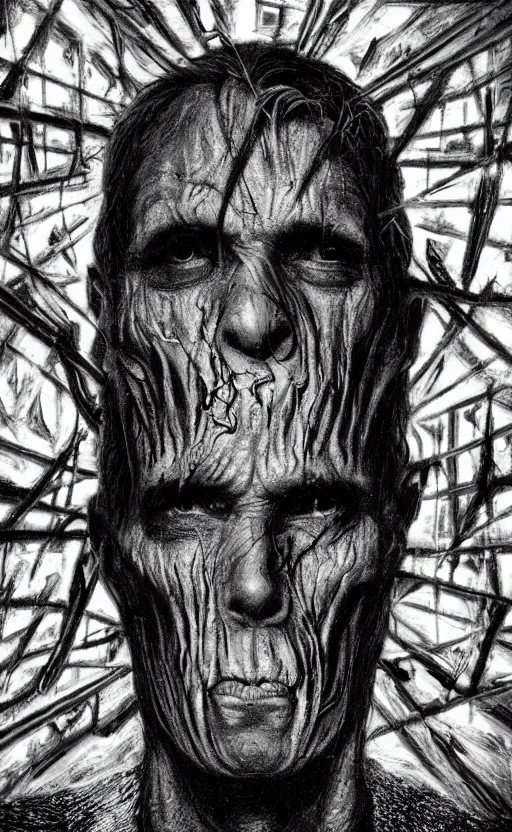 Prompt: lovecraftian portrait of jerma, surrounded by beams of light dark background by wayne barlow, stanley donwood, anton semenov, zdzislaw bekinski, hr giger, 8 k, fantasy, dark, highly detailed