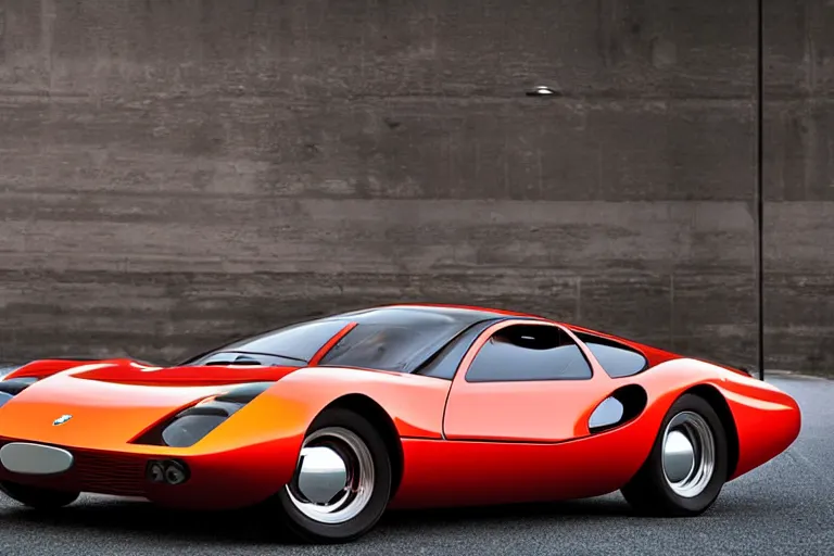 Image similar to designed by Giorgetto Giugiaro stylized poser of a single 1933 Miura, BMW M1, Mclaren F1, Delorean, neon lights, ektachrome photograph