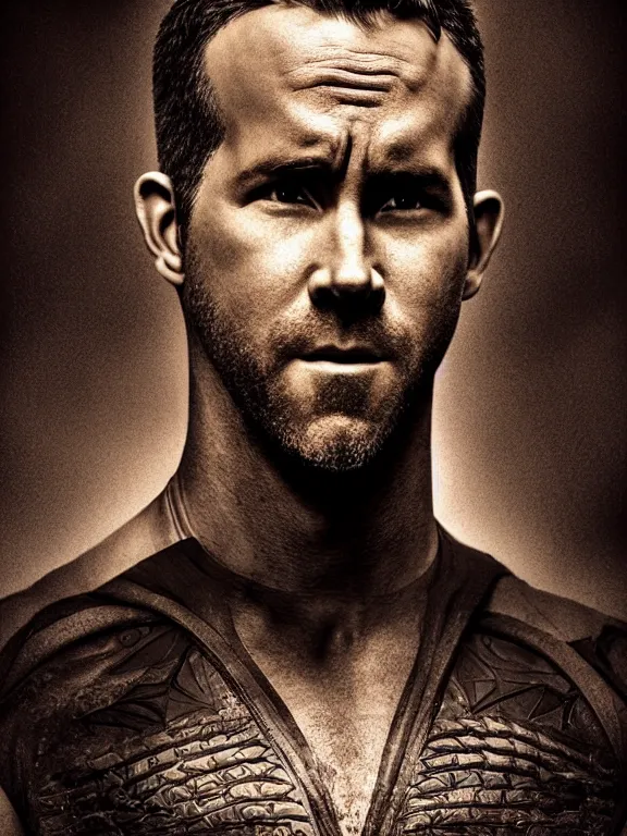 Image similar to portrait, ryan reynolds as batman, maskless, hyperrealism, moody lighting, intricate, 8 k