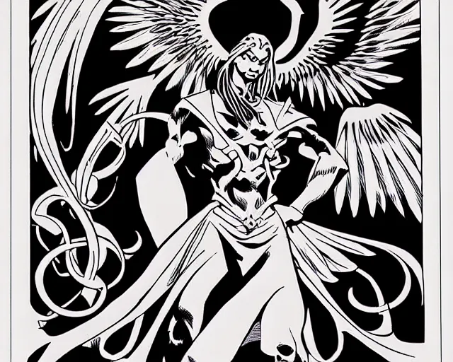 Image similar to red phoenix portrait by mike mignola and alex gray, 2 d illustration h 9 6 0