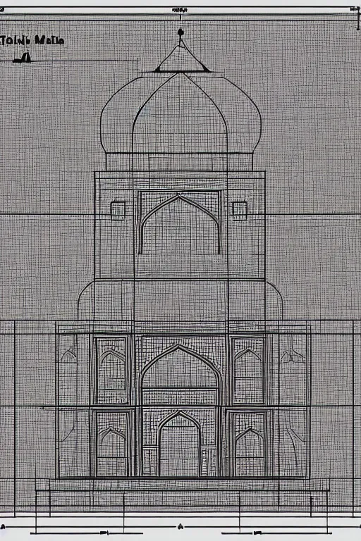 Image similar to taj mahal exploded diagram, technical, clean, blueprint, high detail