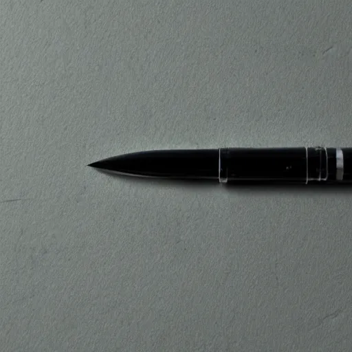 Prompt: a photo of an ink pen that is also knife by tadao ando and junji ito