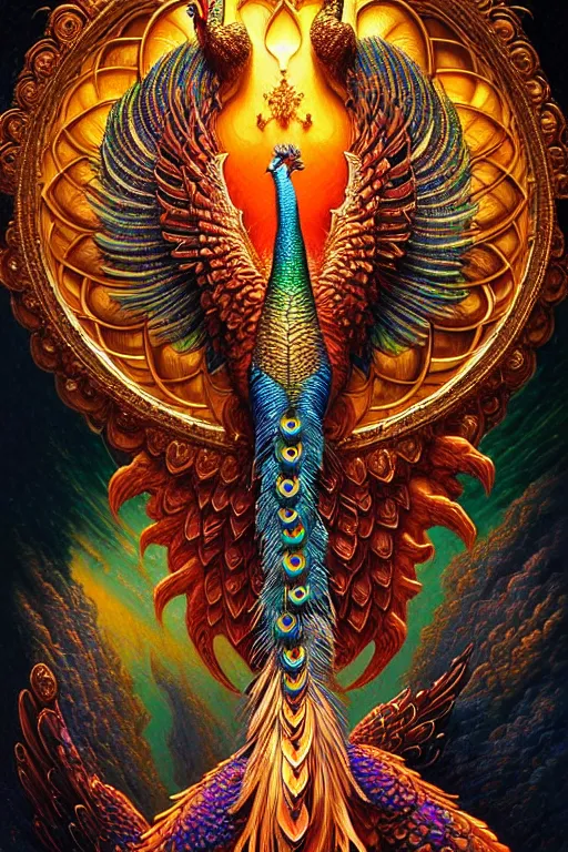 Prompt: intricate Phoenix and Peacock chronograph clocks james gurney, dan luvisi, Petros Afshar, tim hildebrandt, liam wong, Mark Riddick, thomas kinkade, ernst haeckel, dan mumford, trending on artstation, josephine wall, WLOP, cgsociety by Gediminas Pranckevicius, trending on cgsociety and DeviantArt