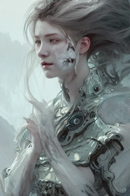 Prompt: portrait of dead from mayhem, matte white color mirror armor, in ruined fjords of norway, sci-fi and fantasy, intricate and very very beautiful and elegant, highly detailed, Frostbite Engine, digital painting, artstation, concept art, smooth and sharp focus, illustration, art by tian zi and WLOP and alphonse mucha