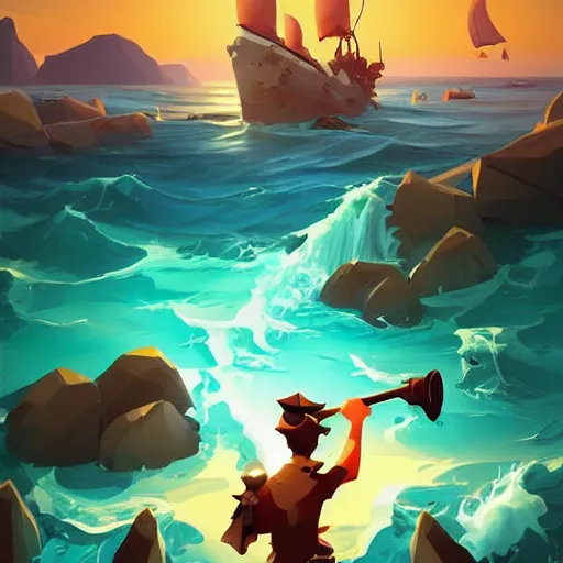 Image similar to painting treasure on sea of thieves game smooth median photoshop filter cutout vector, behance hd by jesper ejsing, by rhads, makoto shinkai and lois van baarle, ilya kuvshinov, rossdraws global illumination