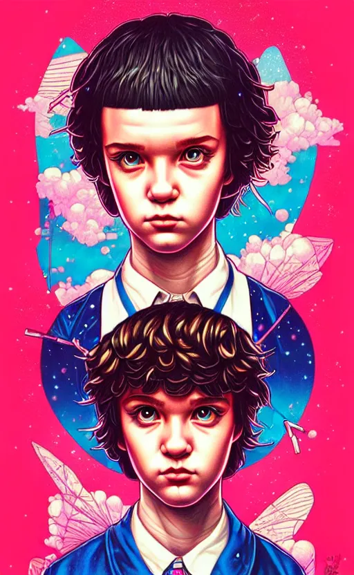 Image similar to kawaii lofi Stranger Things portrait by Tristan Eaton_Stanley Artgerm and Tom Bagshaw,