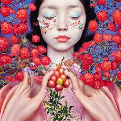 Prompt: pretty model with orchards and clouds : : by martine johanna and simon stalenhag and chie yoshii and casey weldon and wlop : : ornate, dynamic, particulate, rich colors, intricate, elegant, highly detailed, vogue, harper's bazaar art, fashion magazine, smooth, sharp focus, 8 k, octane render