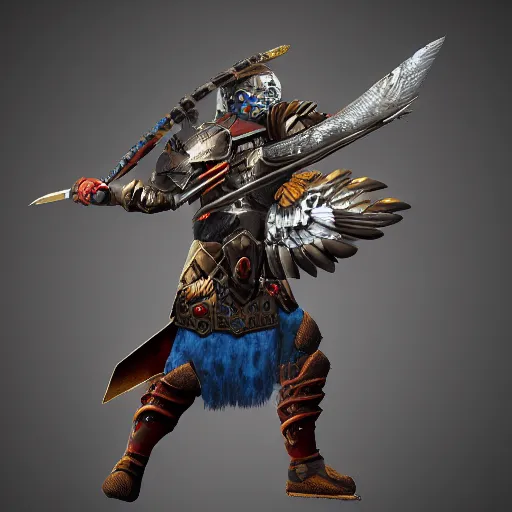 Image similar to warrior with falcon themed armour, 4k