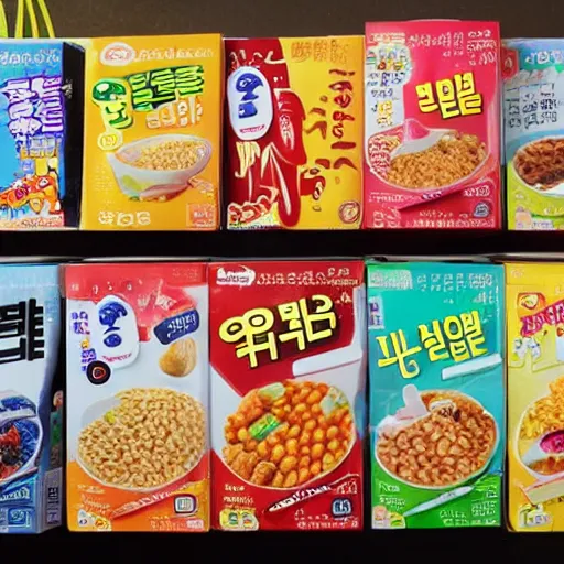 Prompt: Korean cereal box