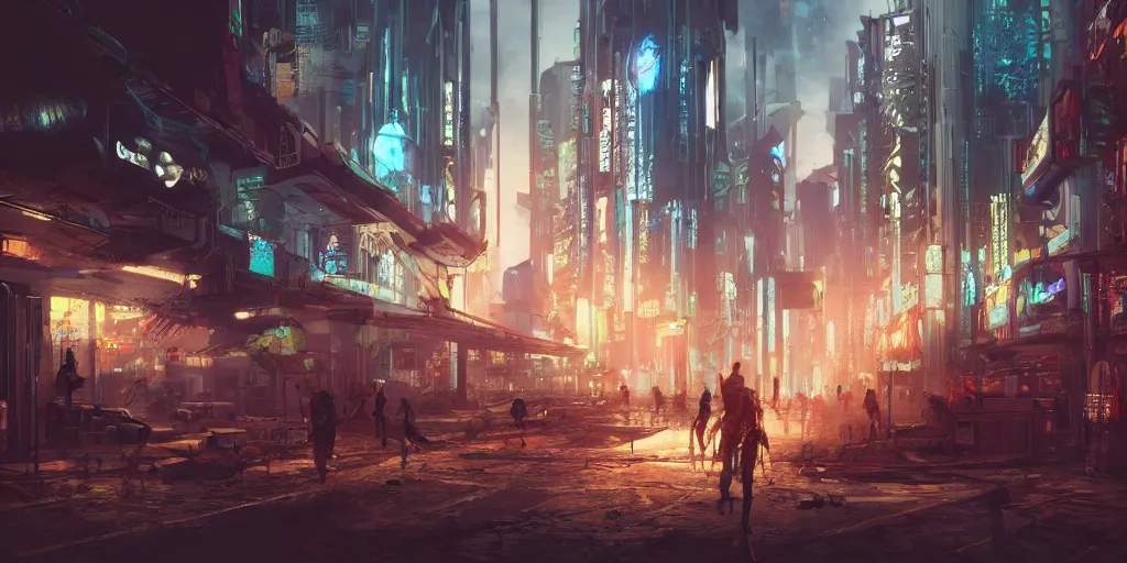 Prompt: wide shot, photorealistic art of a cyberpunk punk and steampunk city concept, dynamic lighting, hyper realistic, cinematic, realism