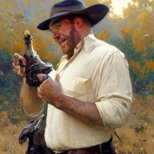 Image similar to alex jones begging for money on the side of the road, highly detailed painting by gaston bussiere craig mullins j. c. leyendecker,