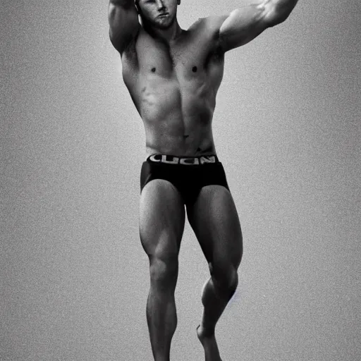 Prompt: still of nick jonas with a very muscular!!!!! body type, calvin klein photography, underwear ad, cgsociety contest winner