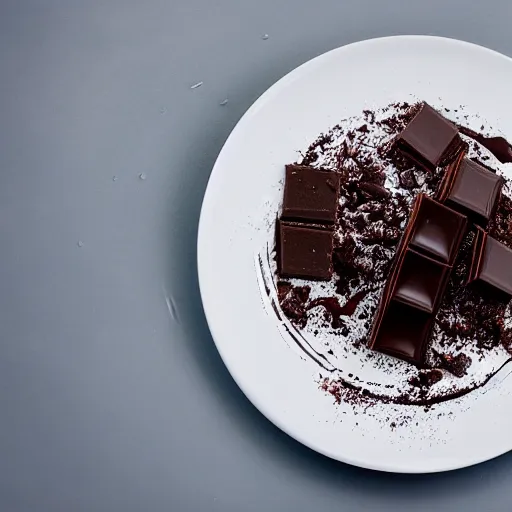 Prompt: extremely delicious looking photo of desert with melted chocolate, expensive top quality product, most perfect chocolate on the world, small manufacture, unique style, 8 k, product photography, professional studio photography