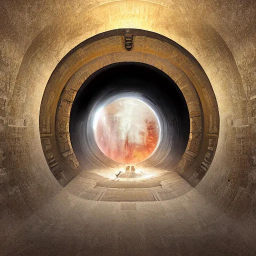 Image similar to doorway into the center of the earth, epic, digital art, trending on artstation